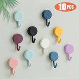 SZVPDKJ 10PCS Self Adhesive Wall Hook Strong Without Drilling Coat Bag Bathroom Door Kitchen Towel Hanger Hooks Home Storage Accessories