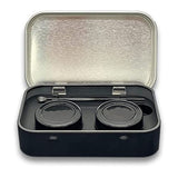 Portable Stainless Steel Tin Box With Two 5ml Wax Silicone Containers (3.9 X 2.4 X 0.9inch)and a Matching Stainless Steel Spoons (Black)