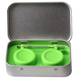 Portable Stainless Steel Tin Box With Two 5ml Wax Silicone Containers (3.9 X 2.4 X 0.9inch)and a Matching Stainless Steel Spoons (Black)