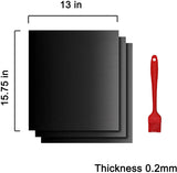 Grill Mat - Set of 5 Non Stick BBQ Grill Mats (15.75 x 13-Inches ) Comes with a Silicone Brush