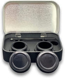 Portable Stainless Steel Tin Box With Two 5ml Wax Silicone Containers (3.9 X 2.4 X 0.9inch)and a Matching Stainless Steel Spoons (Black)