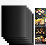 Grill Mat - Set of 5 Non Stick BBQ Grill Mats (15.75 x 13-Inches ) Comes with a Silicone Brush