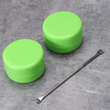 Portable Stainless Steel Tin Box With Two 5ml Wax Silicone Containers (3.9 X 2.4 X 0.9inch)and a Matching Stainless Steel Spoons (Black)