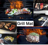 Grill Mat - Set of 5 Non Stick BBQ Grill Mats (15.75 x 13-Inches ) Comes with a Silicone Brush