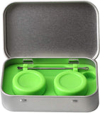 Portable Stainless Steel Tin Box With Two 5ml Wax Silicone Containers (3.9 X 2.4 X 0.9inch)and a Matching Stainless Steel Spoons (Black)