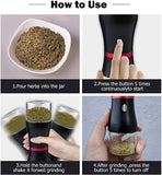 Electric Herb and Spice Grinder, Rechargeable Grinder with Stainless Steel Six-Blade Blade, 2 x 50ml Jars Basic Kitchen Grinder for Pollen Storage and Collection (1100 mAh)