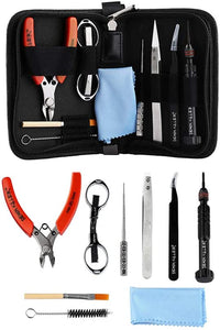 DIY Tool Kit Coil Jig Winding Set Hand Tool Set Ceramic Tweezer Wire Cutter Folding Scissors DIY Coil Jig Bent Tweezer Screw Driver Coil Cleaning Tools Set with a Portable Box