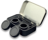 Portable Stainless Steel Tin Box With Two 5ml Wax Silicone Containers (3.9 X 2.4 X 0.9inch)and a Matching Stainless Steel Spoons (Black)
