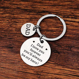 Father's Day Keychain Gift, Father's Day Christmas Birthday Gift for Dad from Son Daughter, Dad, I Will Always Love You, You Will Always Be My Hero Keychain